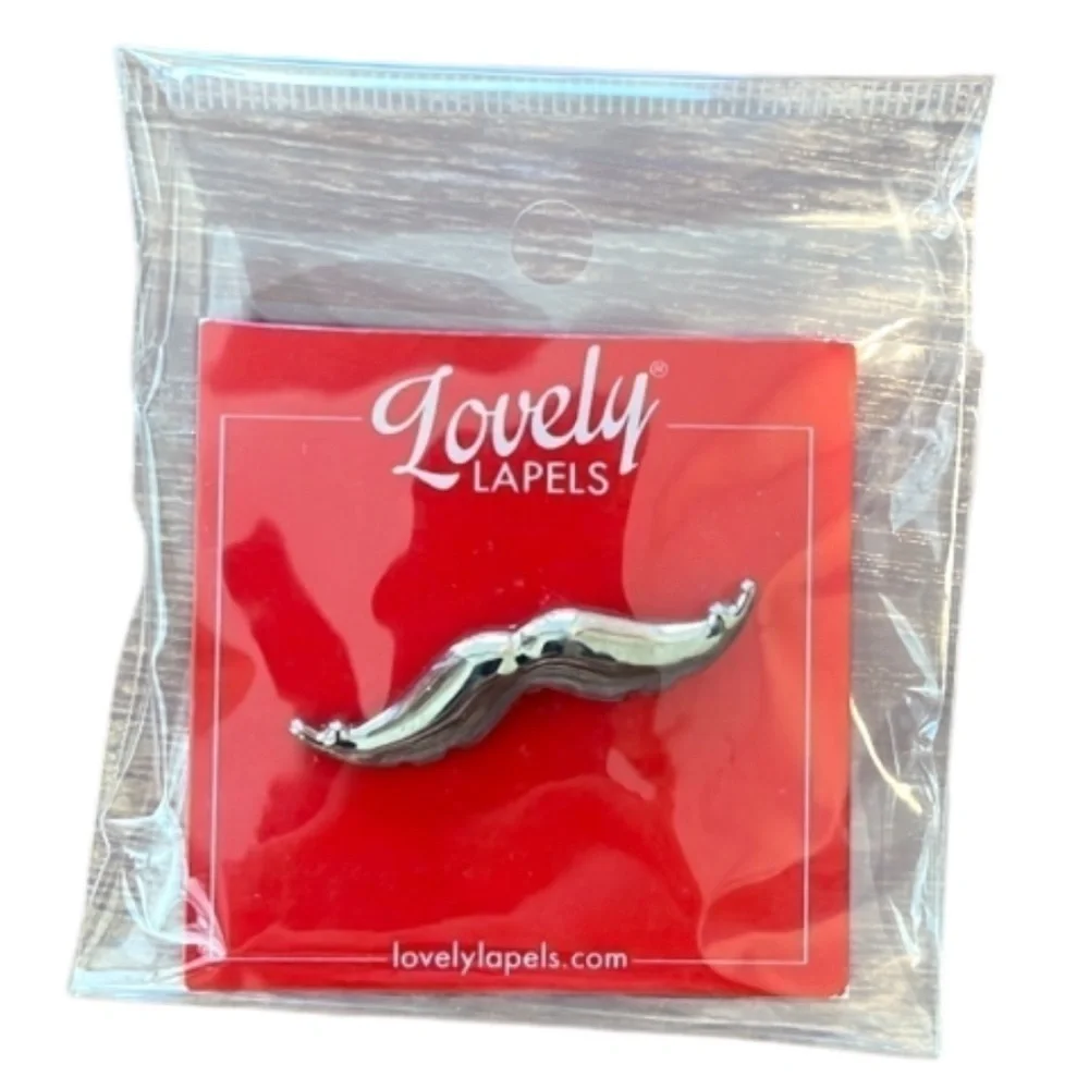 Lovely Lapels Mustache Lapel Pin Silver